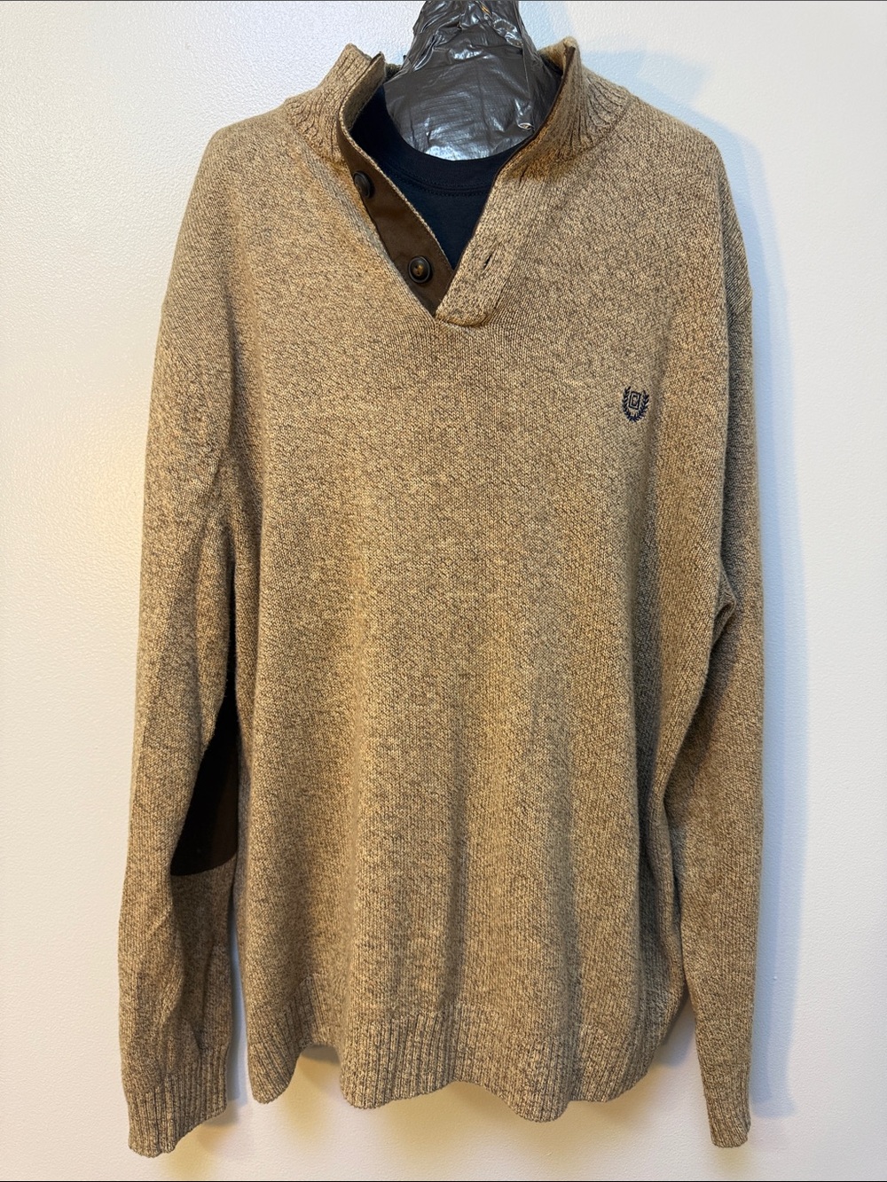 Champs Taupe Knit Zip Henley Sweater